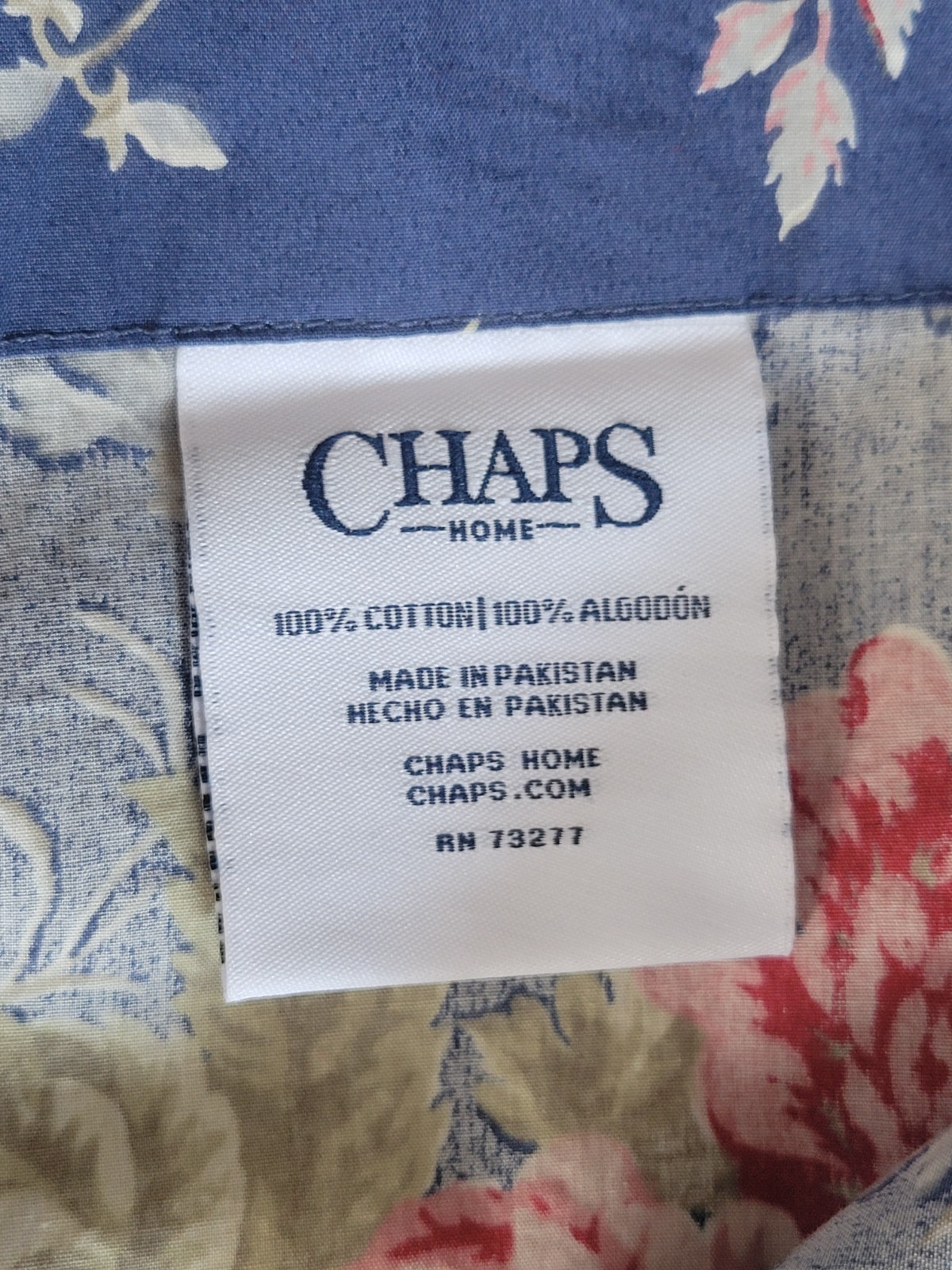 Chaps Home RL Cape Cod Floral w/ Plaid Trim 3 Valances 76″× 19″ Blue/Pink Roses