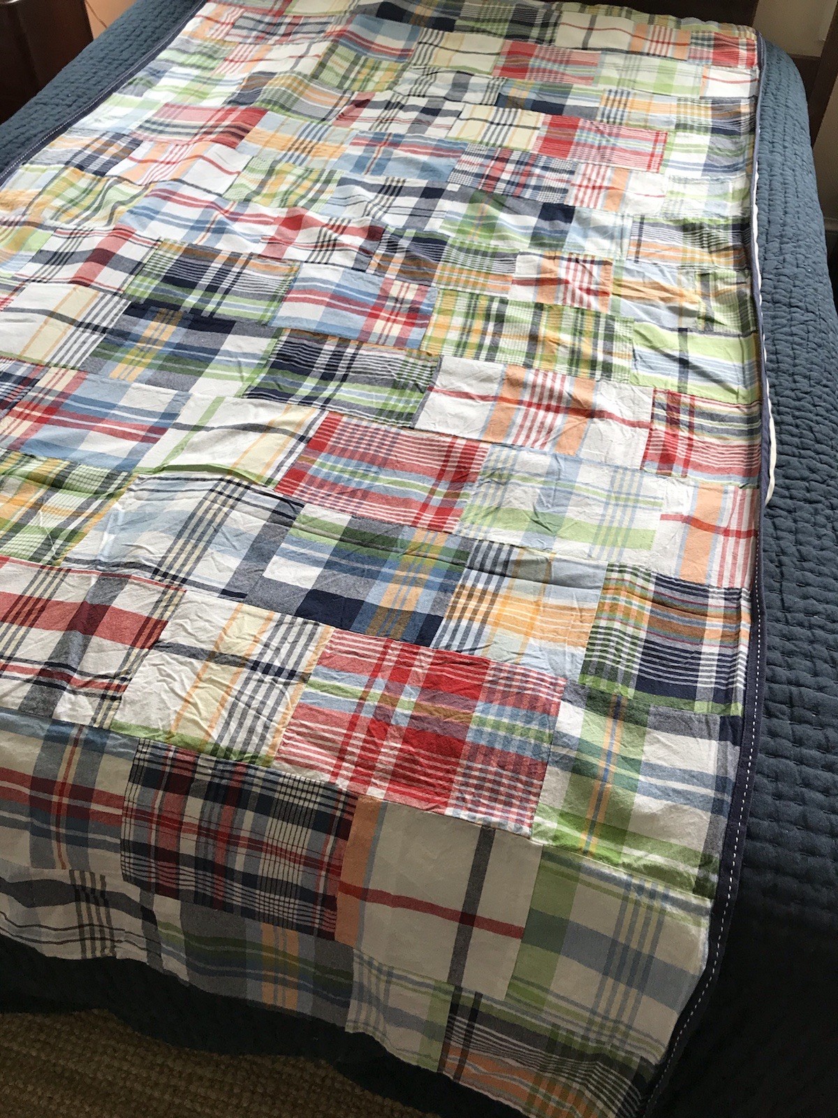 Pottery Barn Kids Madras Plaid Patchwork Blackout Curtain Panel 42×83 + 1 Sham