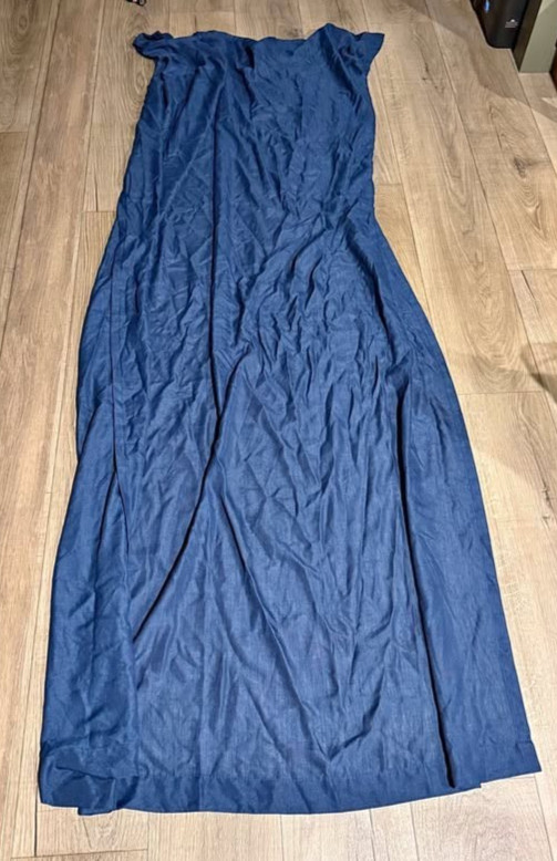 Unbranded 48W x 82L Navy Linen Blend Drapes. Set of 2