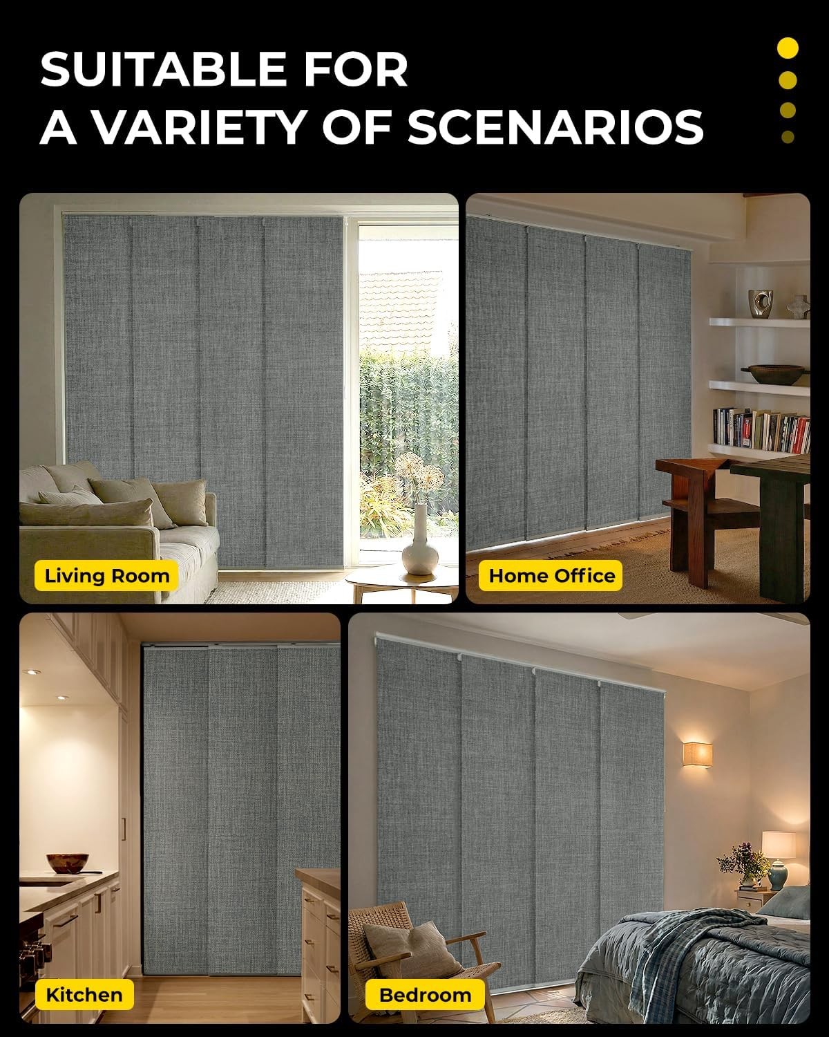 Panel Track Blinds Replacement Panels 4 Pack 23″ W x 96″ H Hook-and-Loop