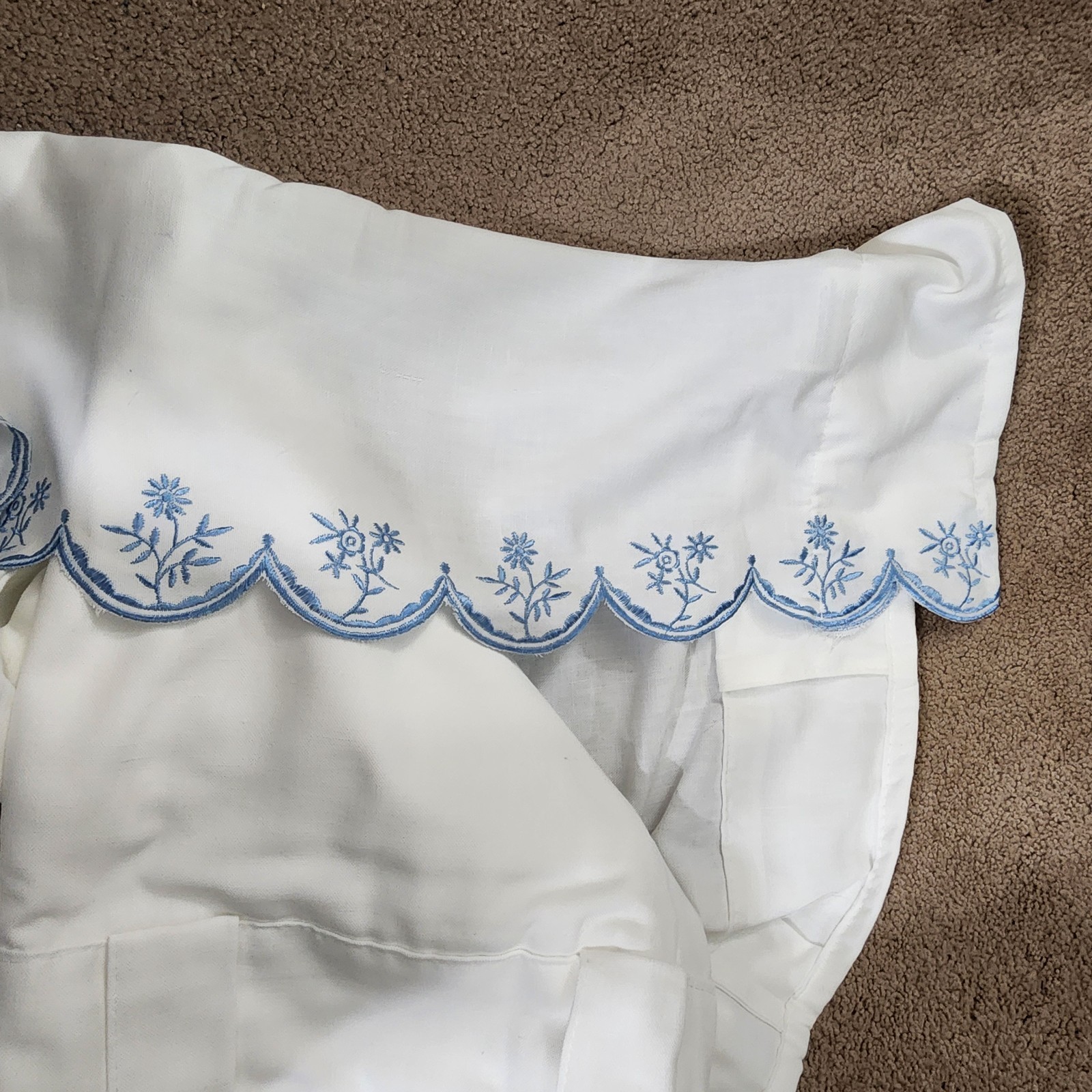 Nicetown White W/Blue Embroidery Curtains Back Tab 2-Panels Drapes 55″ W x 96″ L