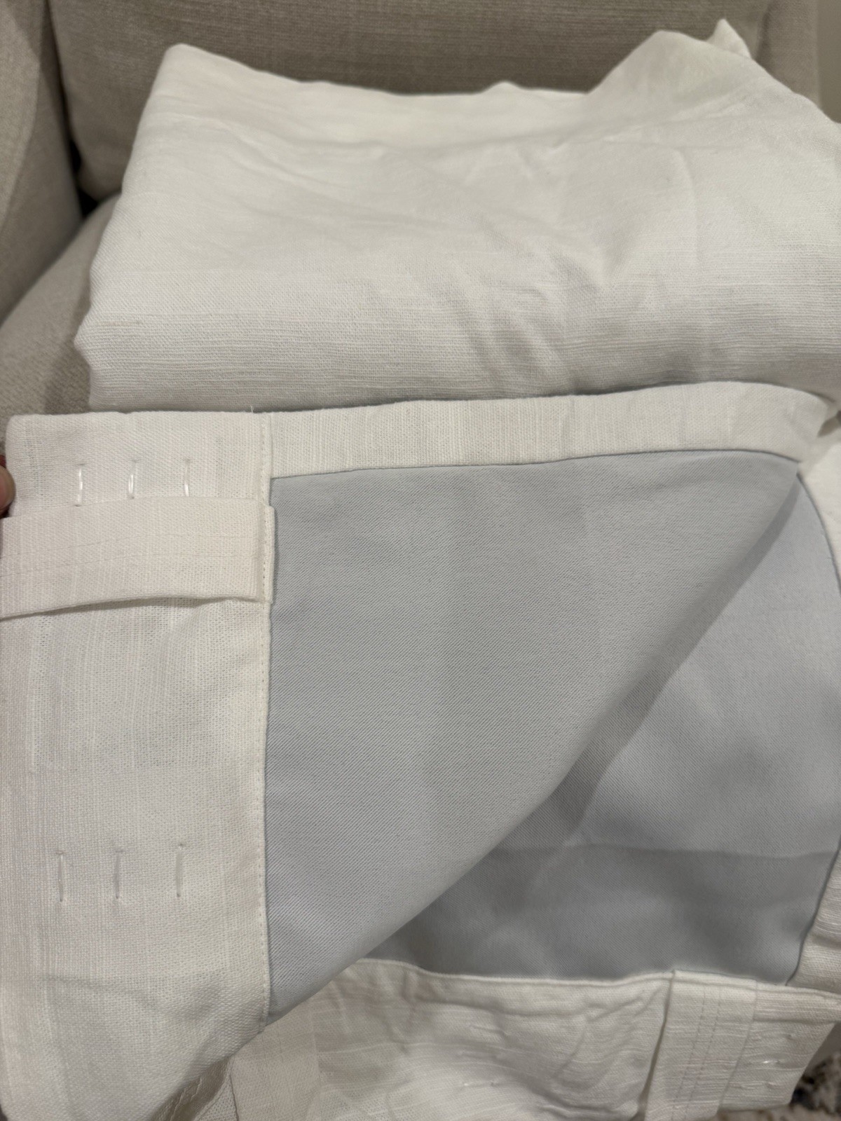 Pottery Barn Kids White Cotton Linen Blackout Curtain Panel 44″W x 63″L