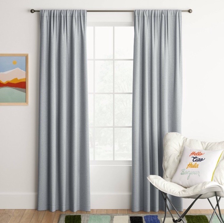Room Darkening Heathered Gray Single Curtain Panel 42″ x 63″ Room Essentials NEW