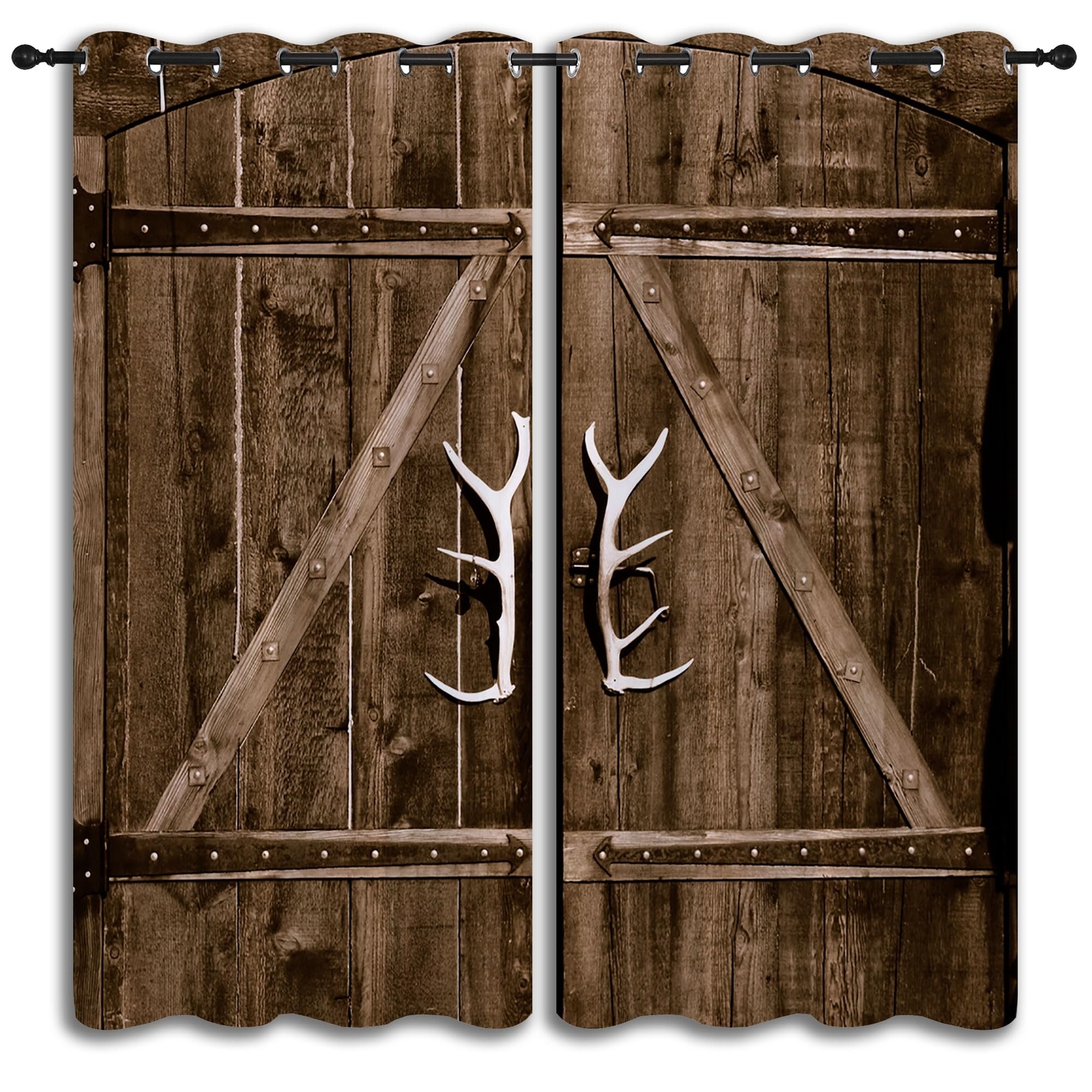 Barn Wooden Doors Grommet Blackout Curtains for Boy Girl Bedroom, Farmhouse V…