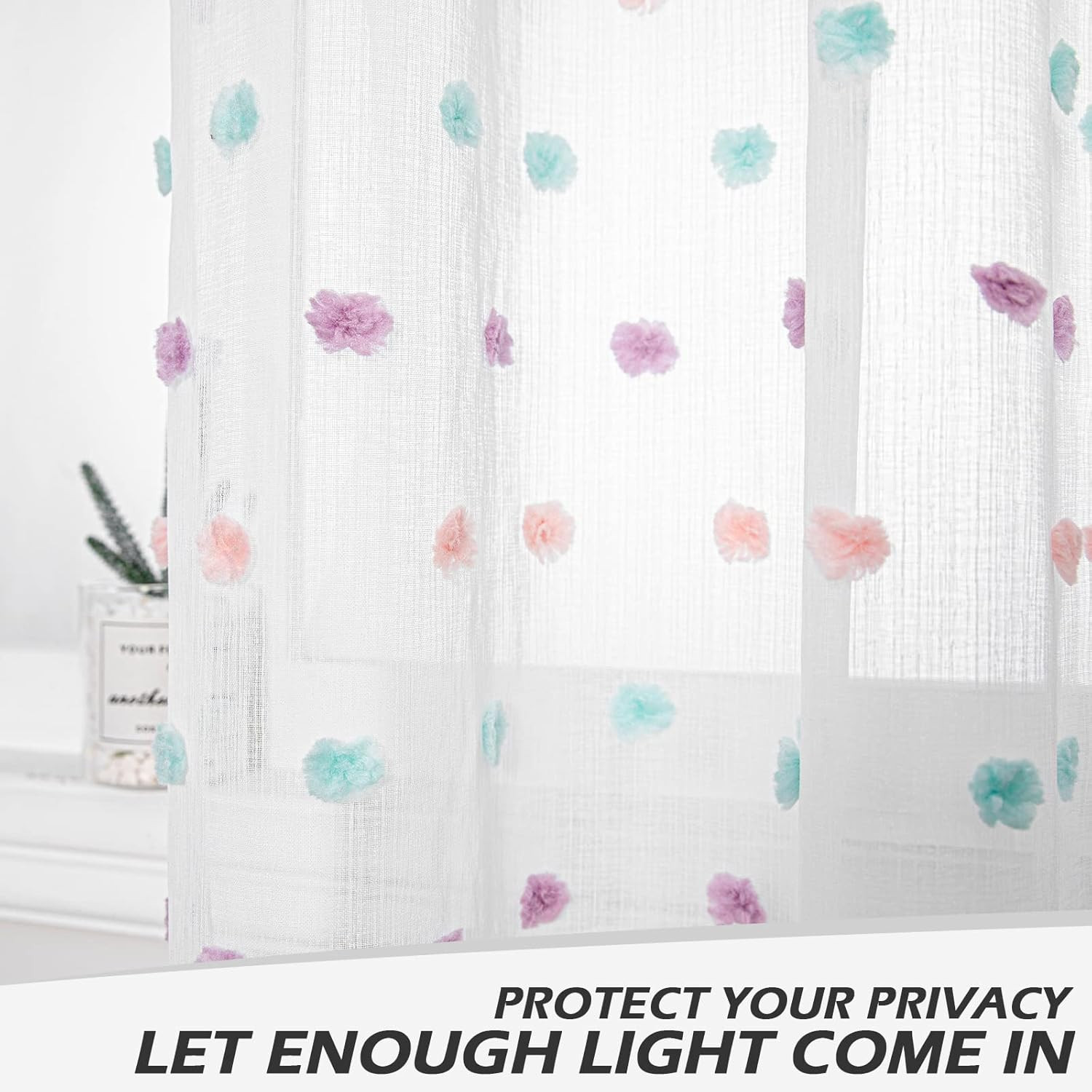 Small Curtains for Kitchen Windows Rainbow Pom Pom Curtains for Bedroom Light Fi