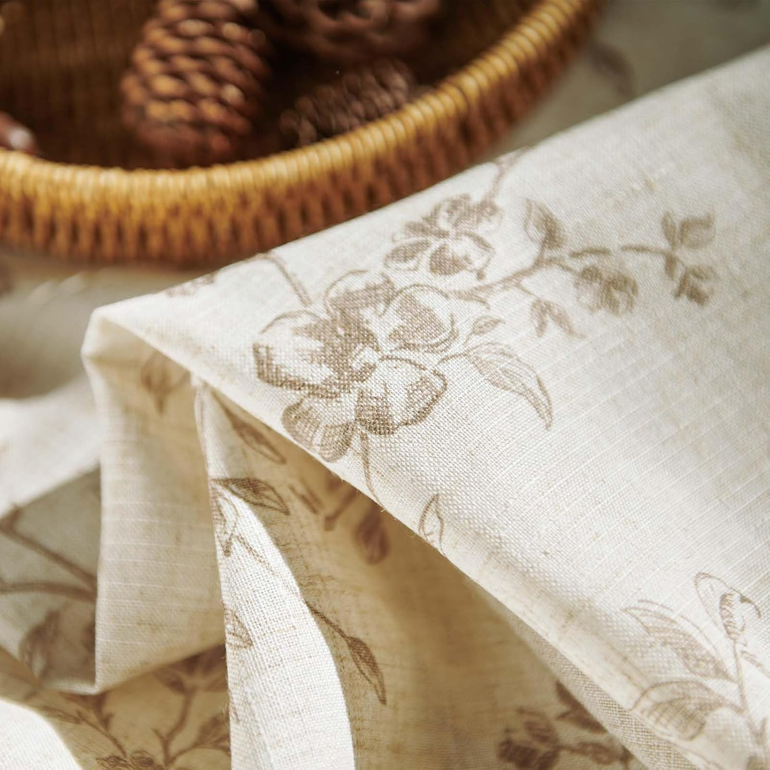 jinchan Floral French Door Curtain Panel Farmhouse Decor Light Filtering Linen w