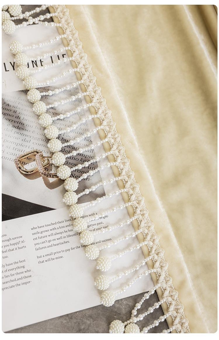 drawstring costom beige bean cloth flannel window blackout curtain tulle M1850