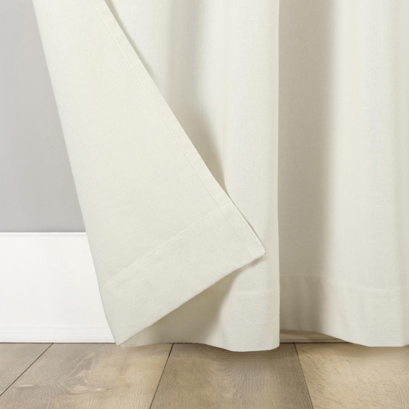 Cotton Blend Button Tab Top Curtain Panel, 40″ x 84, Cream