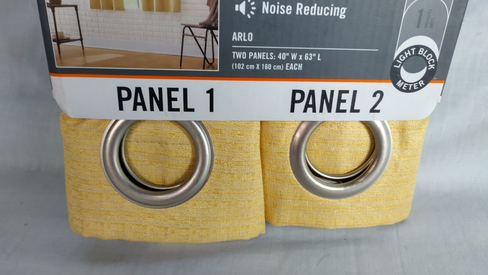 Sun Zero Arlo Textured BLACKOUT Sunflower Curtains Panel 2 pack 40” W x 63” L