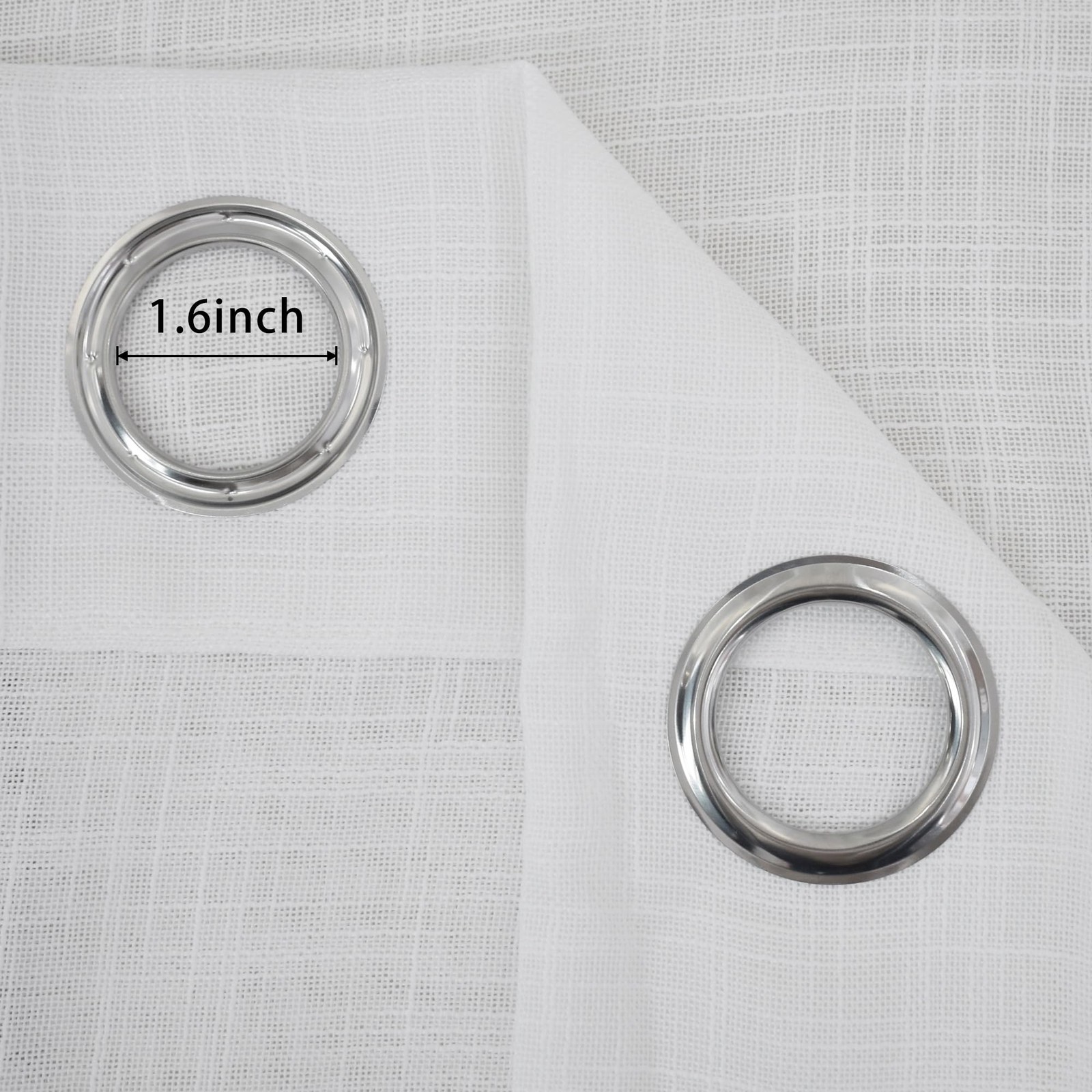 White Sheer Linen Textured Curtains 52×80 inches 2 Panels Grommet Top 80 in