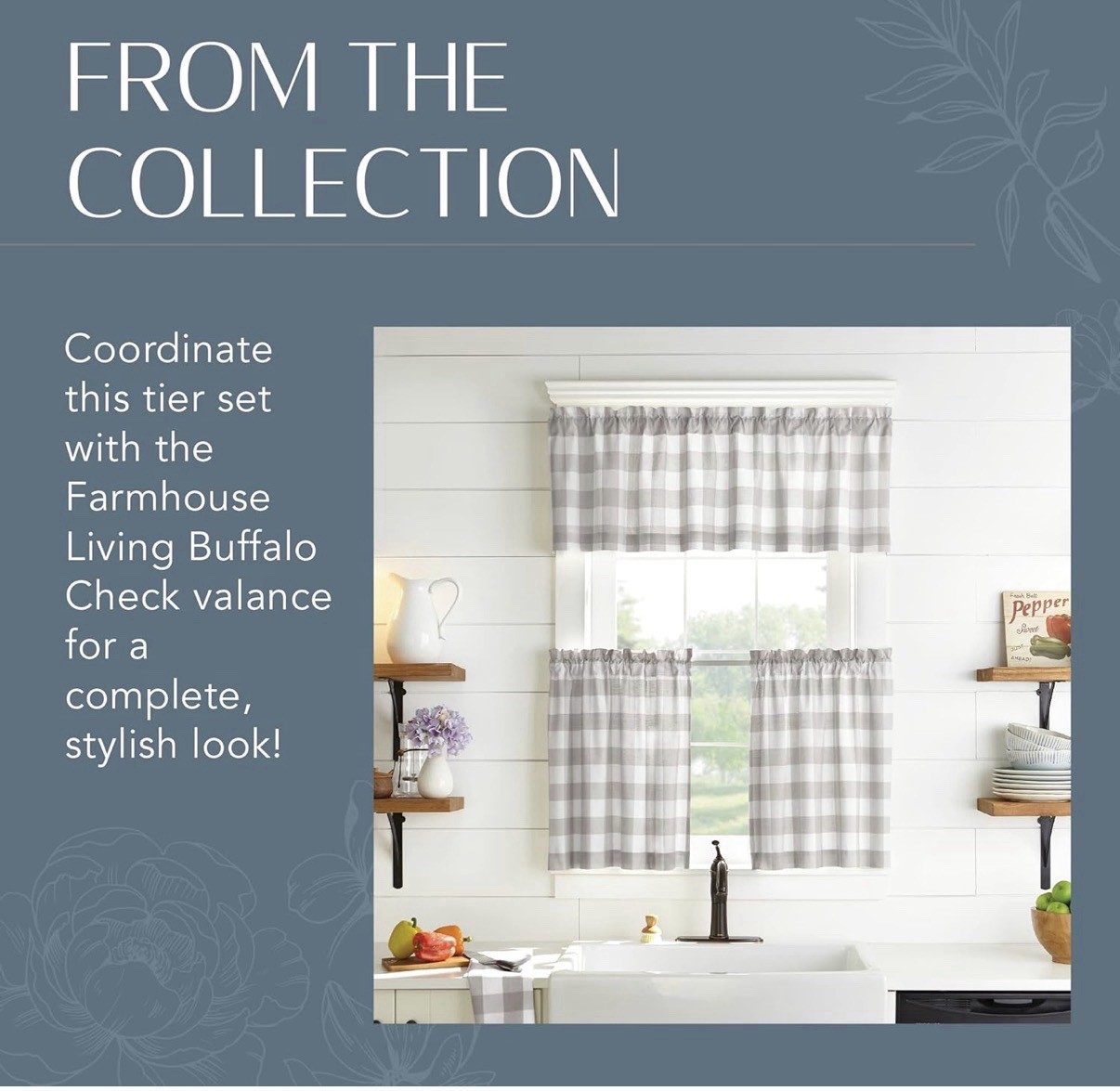 Tier Curtain Set for Bathroom Kitchen Curtains30x 36Set of 2 TiersGray/White