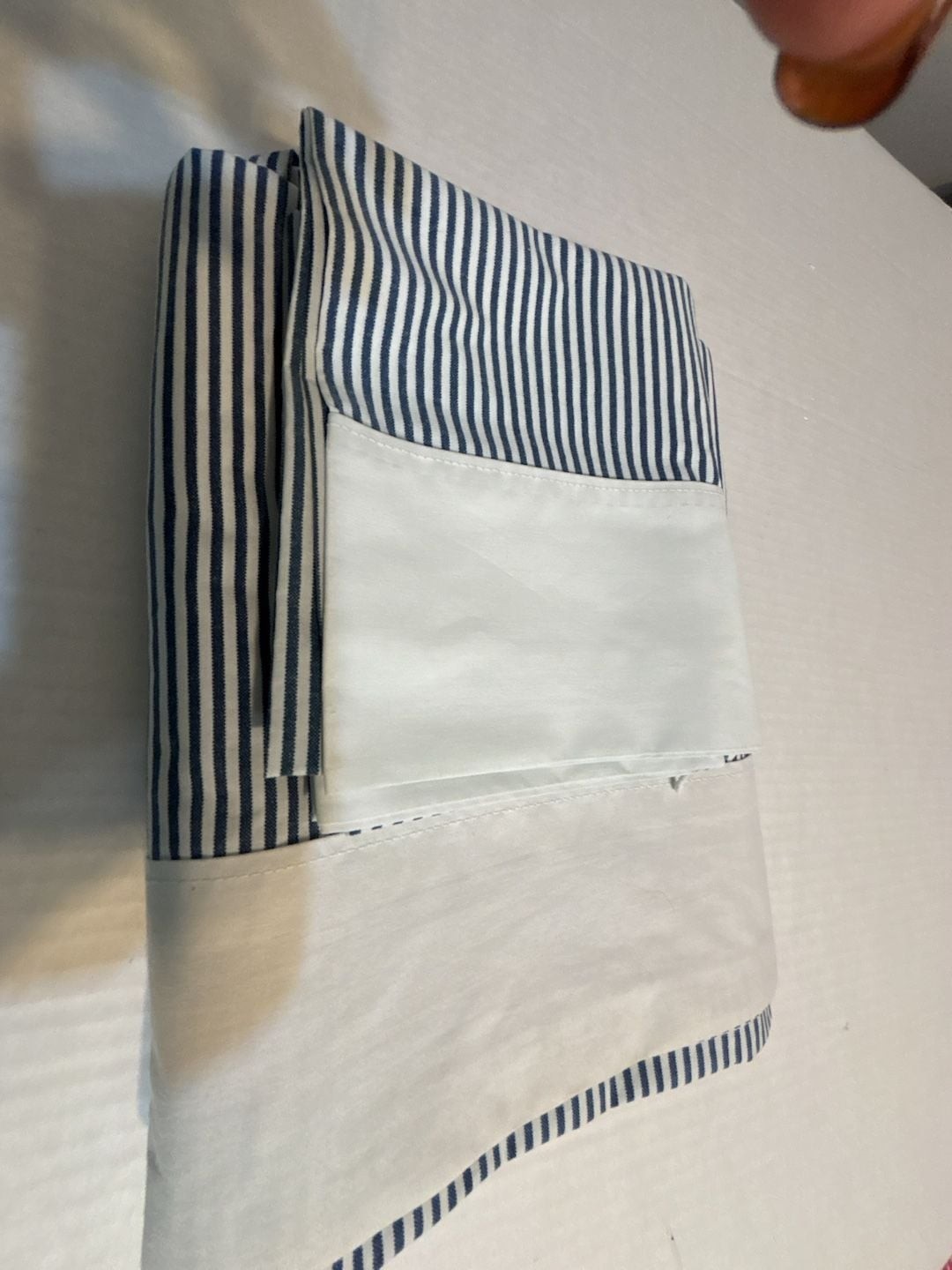 Thermalogic Navy Ticking Stripe flat sheet full size with matching pillow cases.