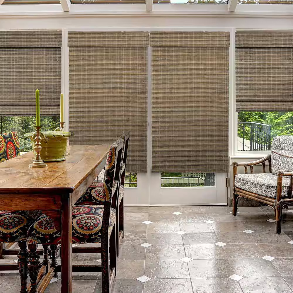 Natural Woven Light Filtering Cordless Bamboo Roman Shades for Windows, 72 In. W