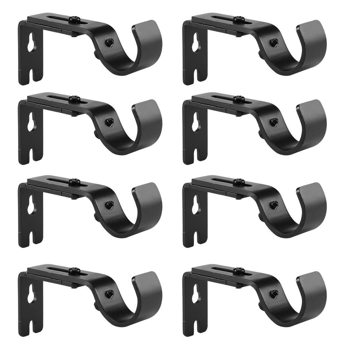 8 PCS Black Heavy Duty Adjustable Curtain Rod Brackets Fits 11/8 11/4 In Rod