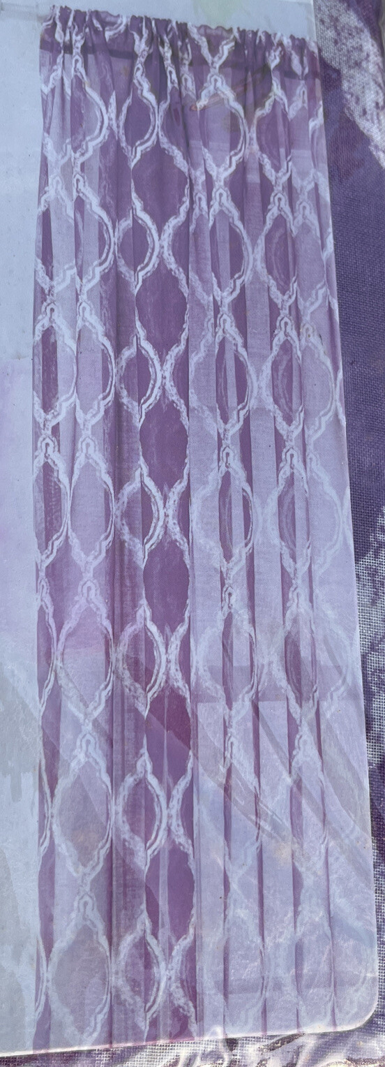 Rod Pocket Panel Style Selection Jareth Purple 84”x50”, Window Sheer Curtain