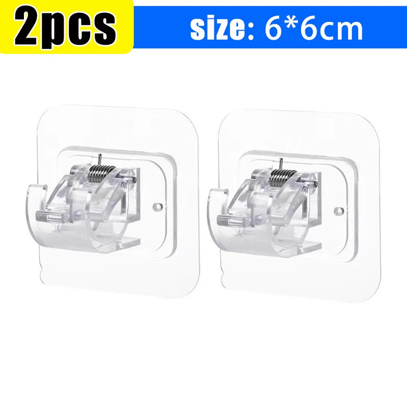 Self Adhesive Rail Hooks Nail-Free Curtain Clamp Rods Clips Hook Adjustable Show