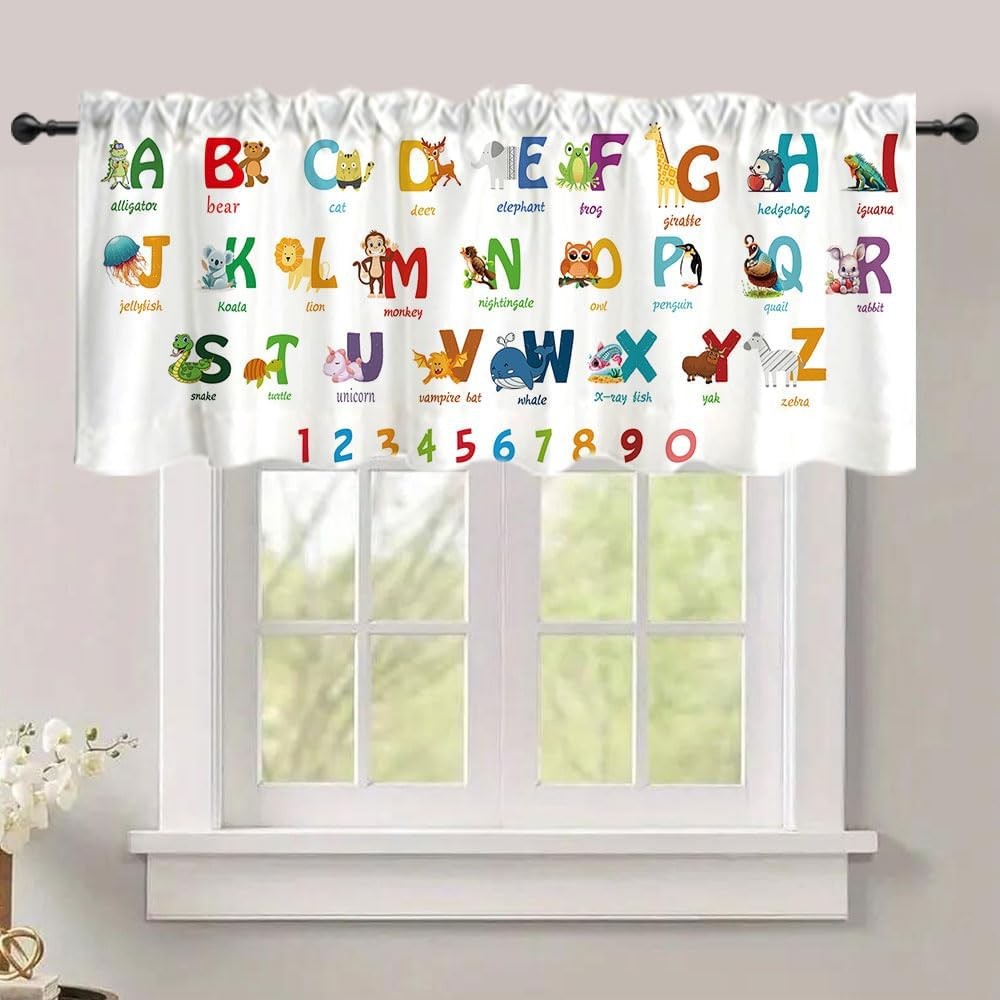 54×18 Inches Watercolor Floral Window Treatment Valance Farmhouse Wildflowers