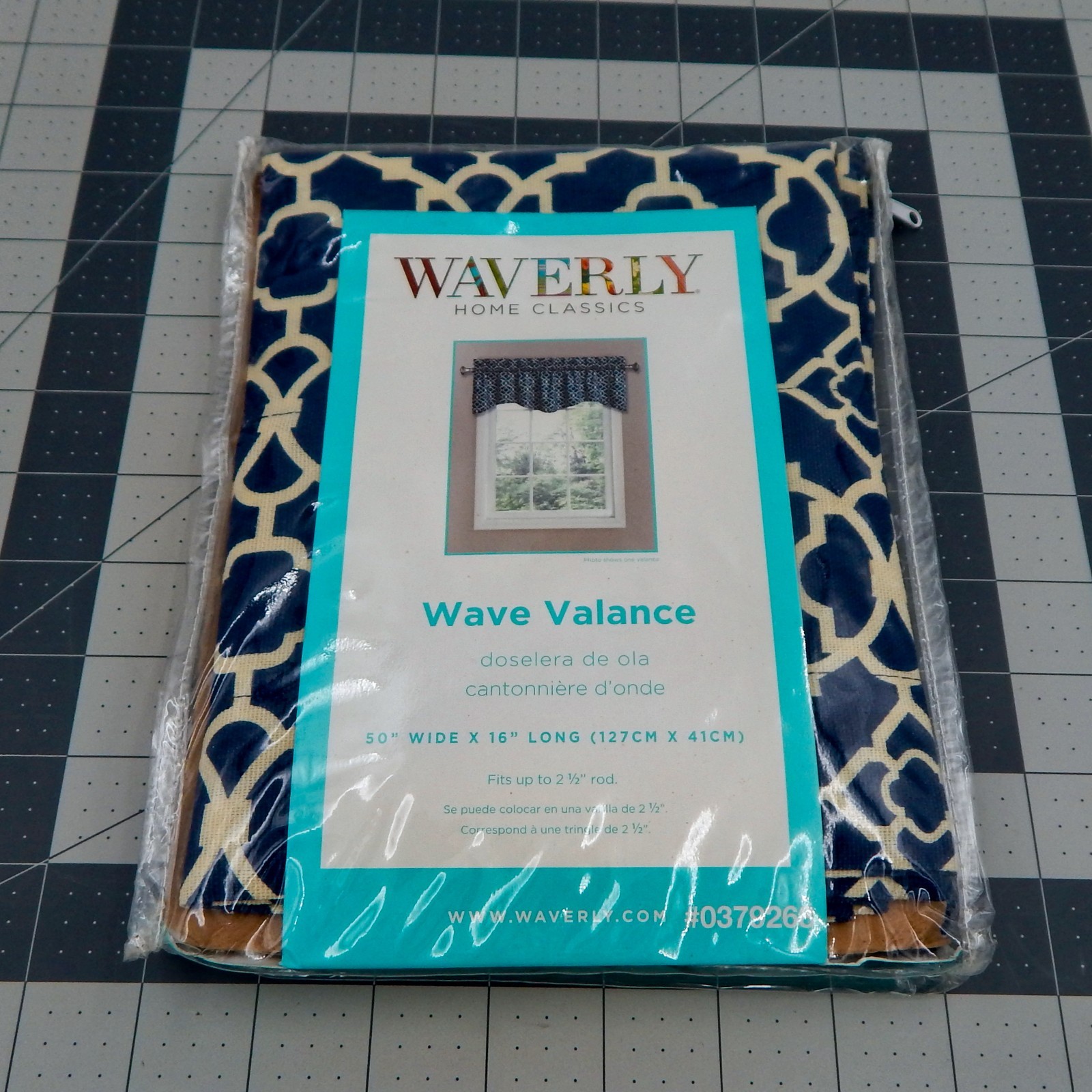 Waverly Home Classics Wave Window Valance Lovely Lattice Indigo Blue 50”x16”