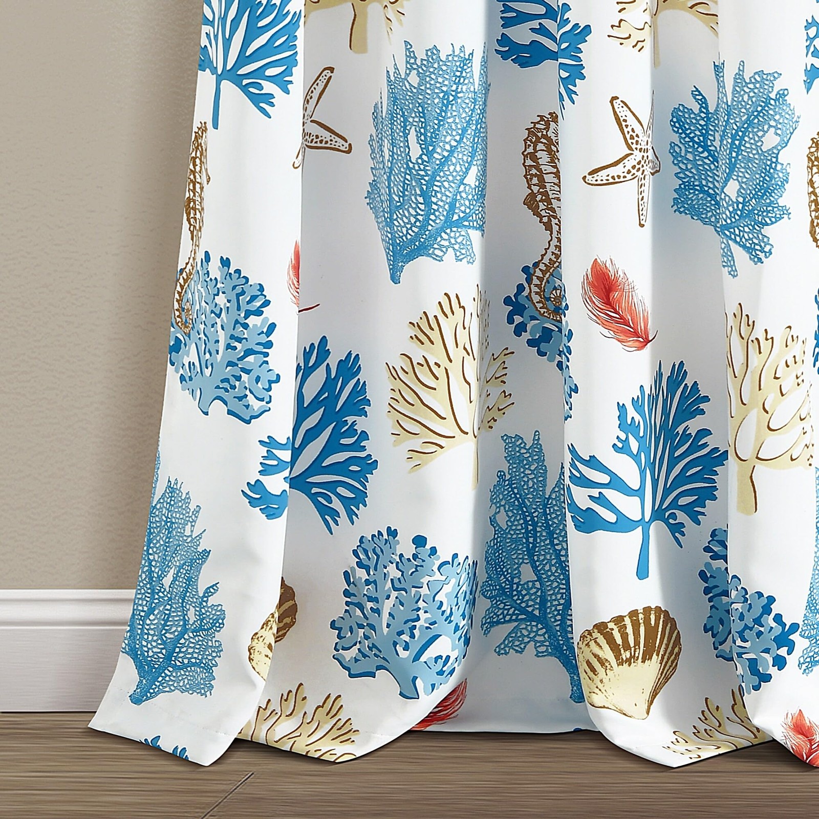 Lush Decor Coastal Reef Feather Light Filtering Window Curtain Panels Pair 52 W