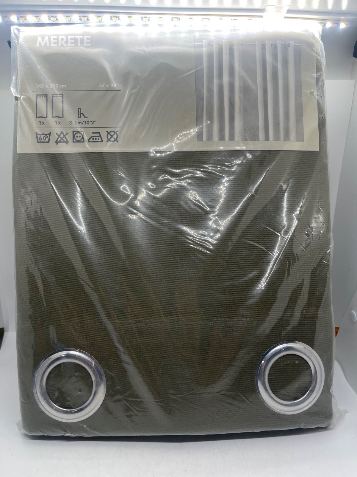 NEW Ikea Merete Curtains 2 Panels 57×98 Light Brown W/ Metal Grommets 601.119.86