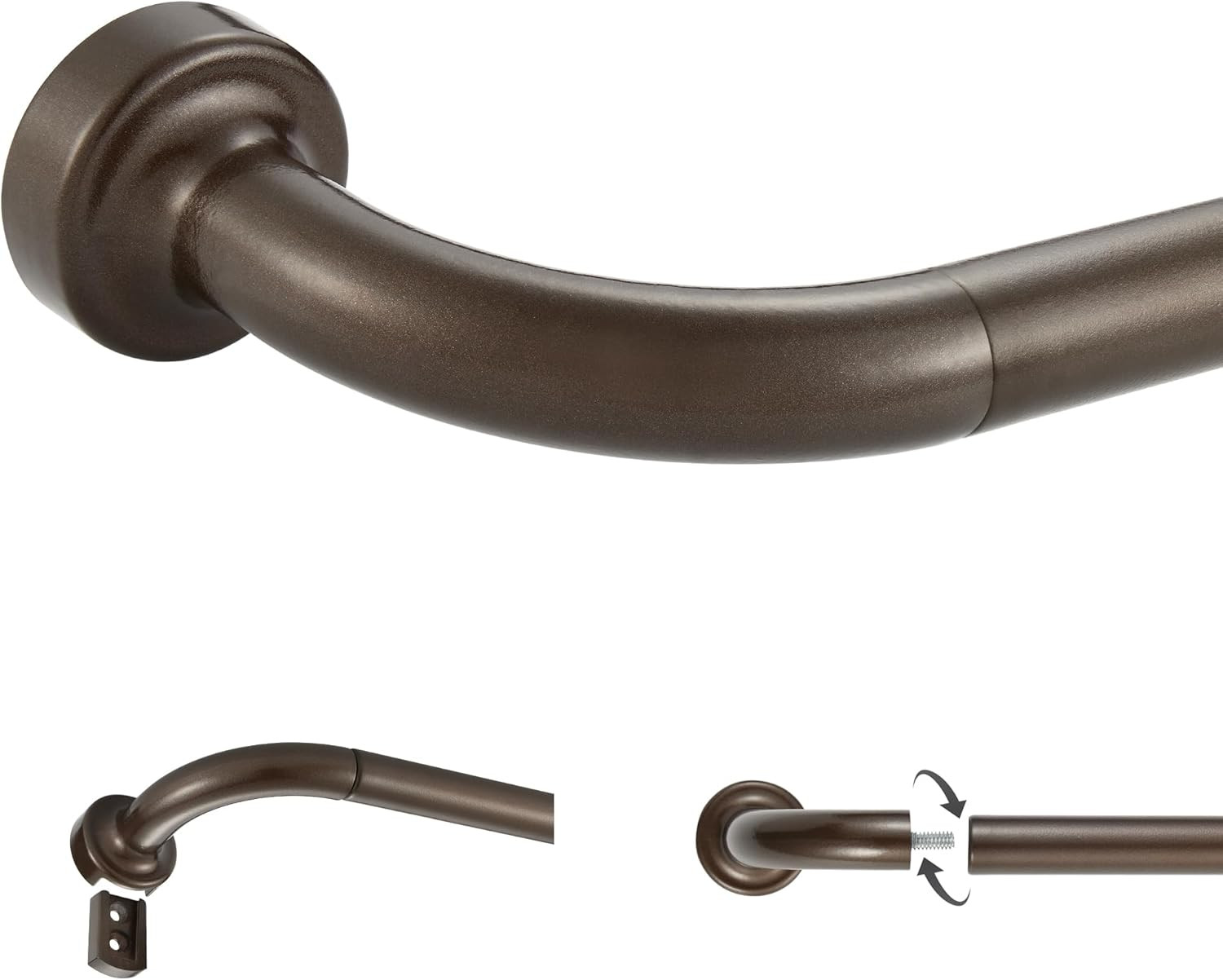 Dark Bronze Disc Curtain Rods, 84-144 Inches Window Curtain Rod,Adjustable Room