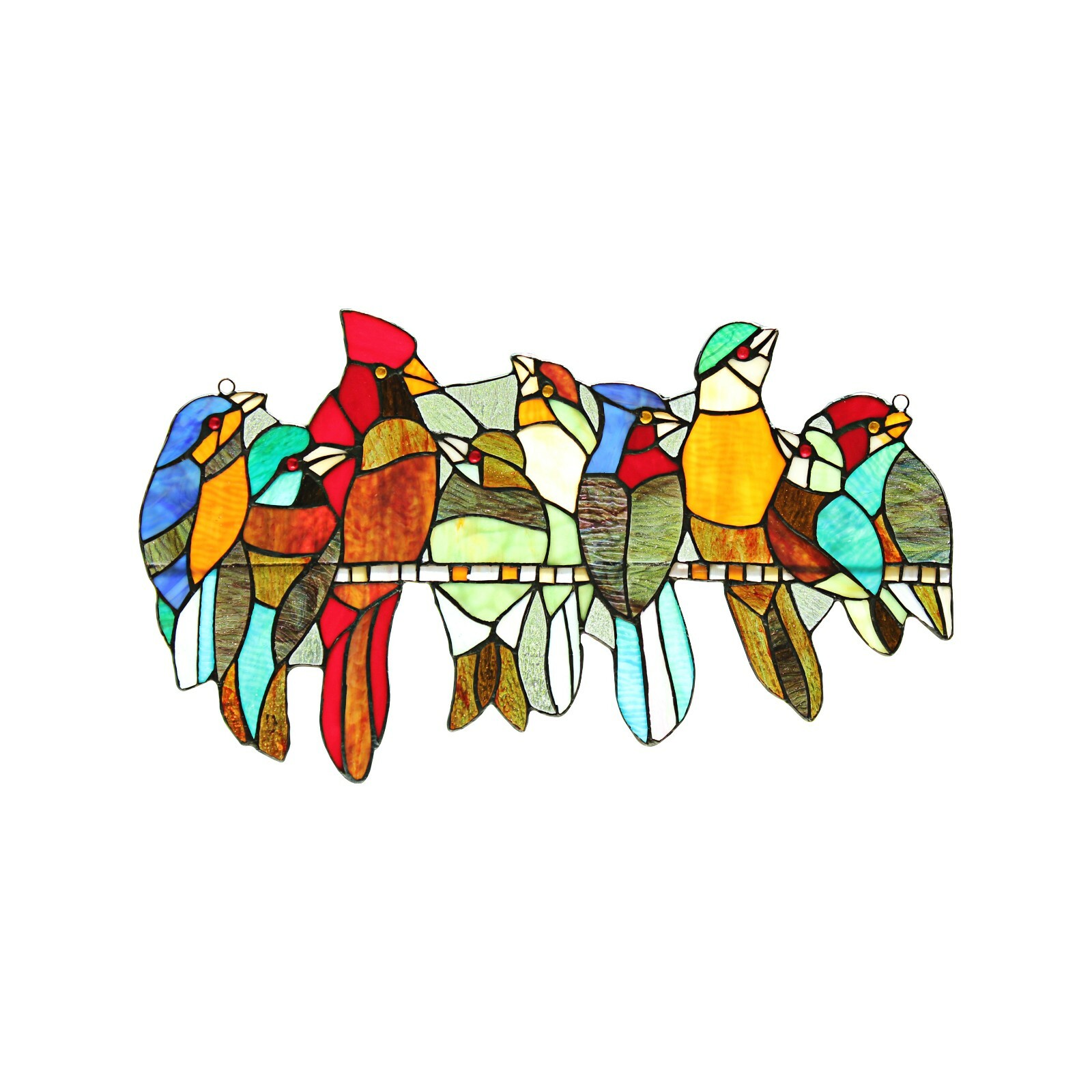 RADIANCE goods Birds Stained Glass Window Panel 21.5″x13″