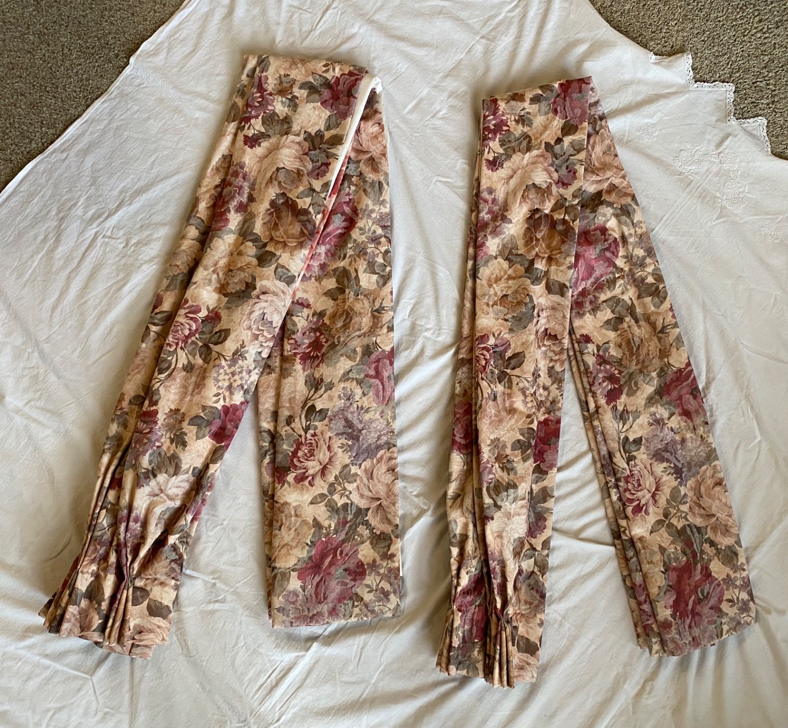 Pair Custom Floral Drapes (3 Pair Available) Lined Croscill Cotswold(?) 21 x 88