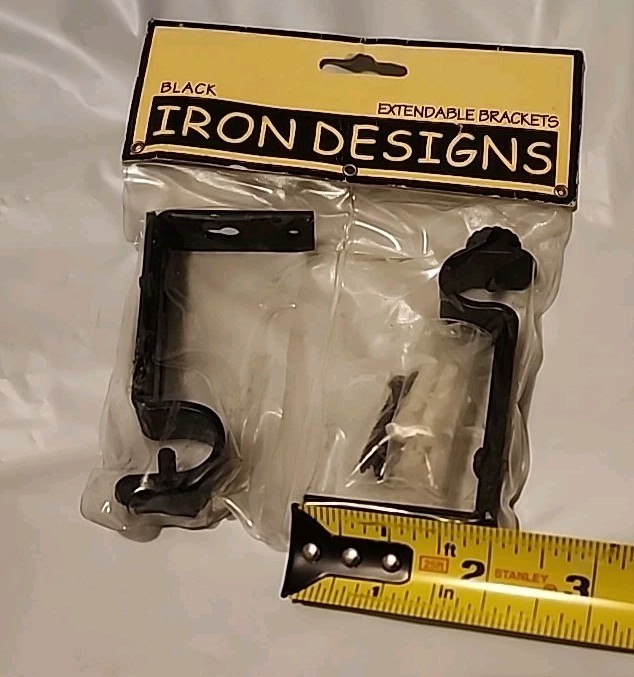 2-PC Curtain Rod Extendable Bracket Set (Fits 1/2″-3/4″ Rods) Black Iron Designs