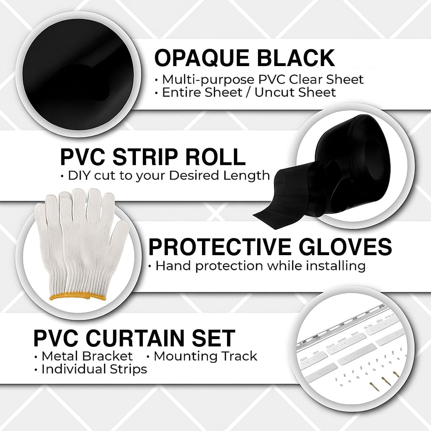 4X7′ Black PVC Curtains Strips Kit – 48″ Width X 84″ Height Opaque PVC Curtains,