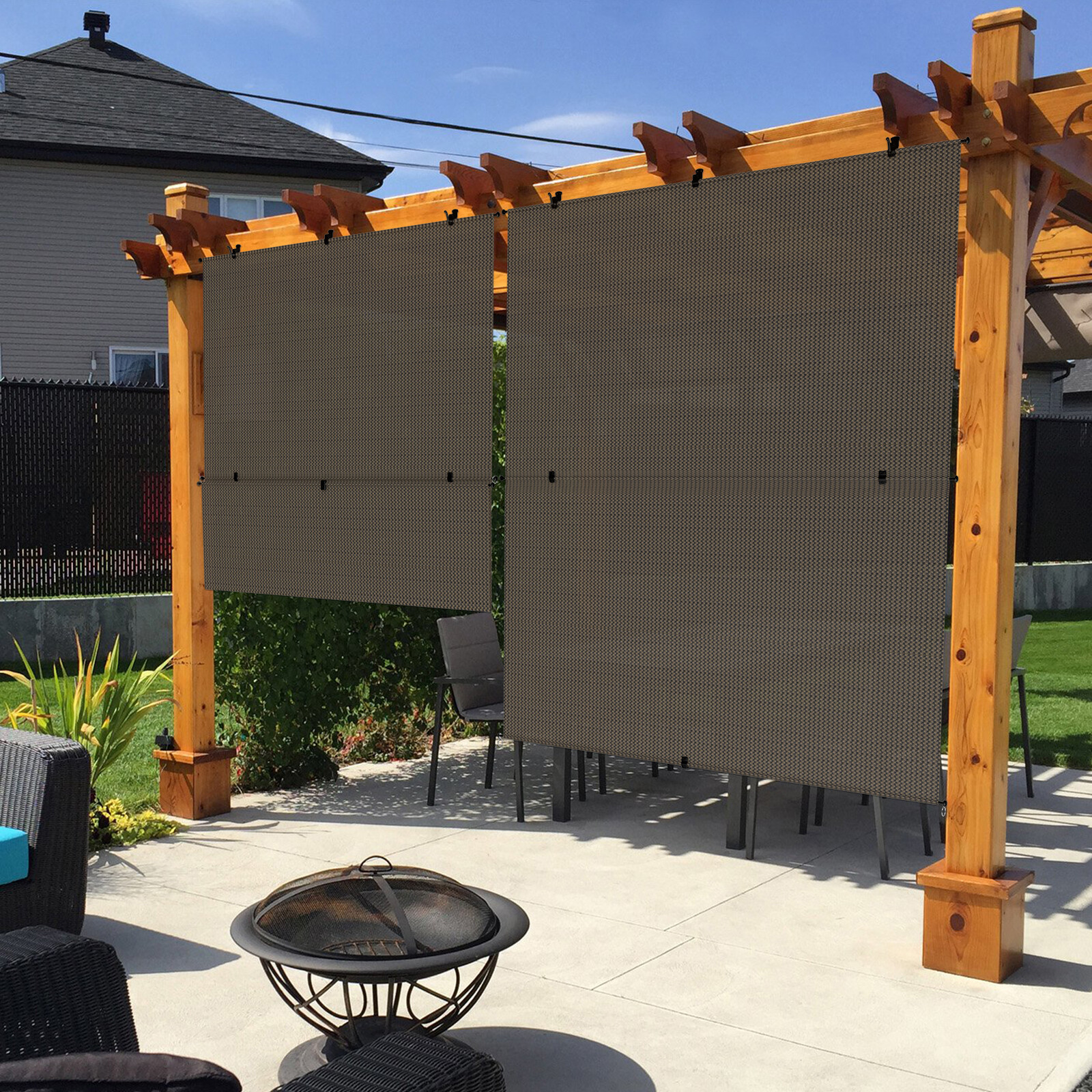 Customize Foldable Sunshade Curtain Roll up Shade Patio Porch Pergola Brown