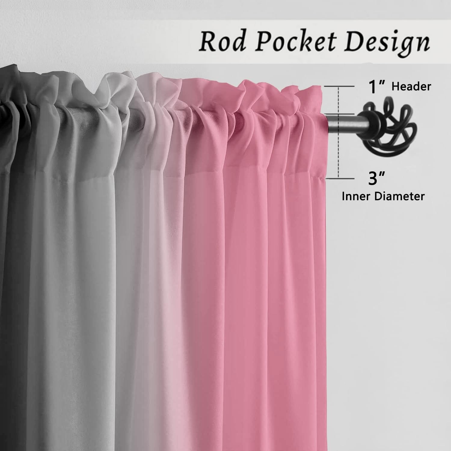 Goldlawn Pink Curtains Pink And Grey Cute Abstract Ombre Light Filtering
