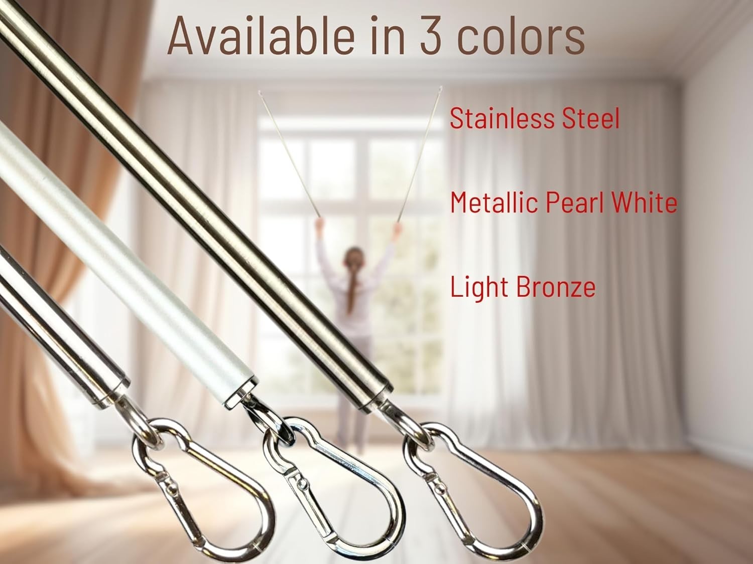 Curtain Pull Wand 36 inch Light Bronze Iron Drapery Rod 4 Pack Durable Sturdy