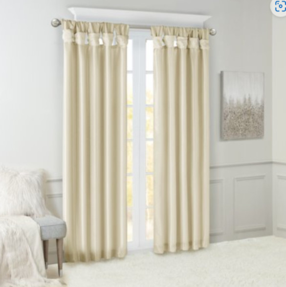 Madison Park Twist Tab Lined Window Curtain Panel 50in x 84in Emilia Ivory
