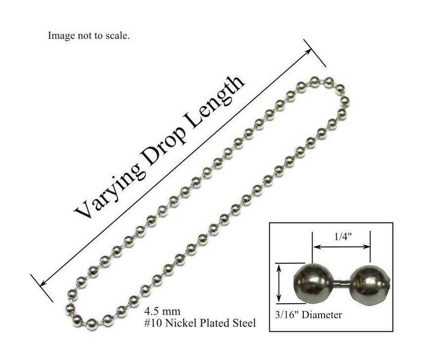 KIRSCH #10 NICKEL Plate METAL BEAD Continuous CHAIN LOOP for ROLLER SHADES