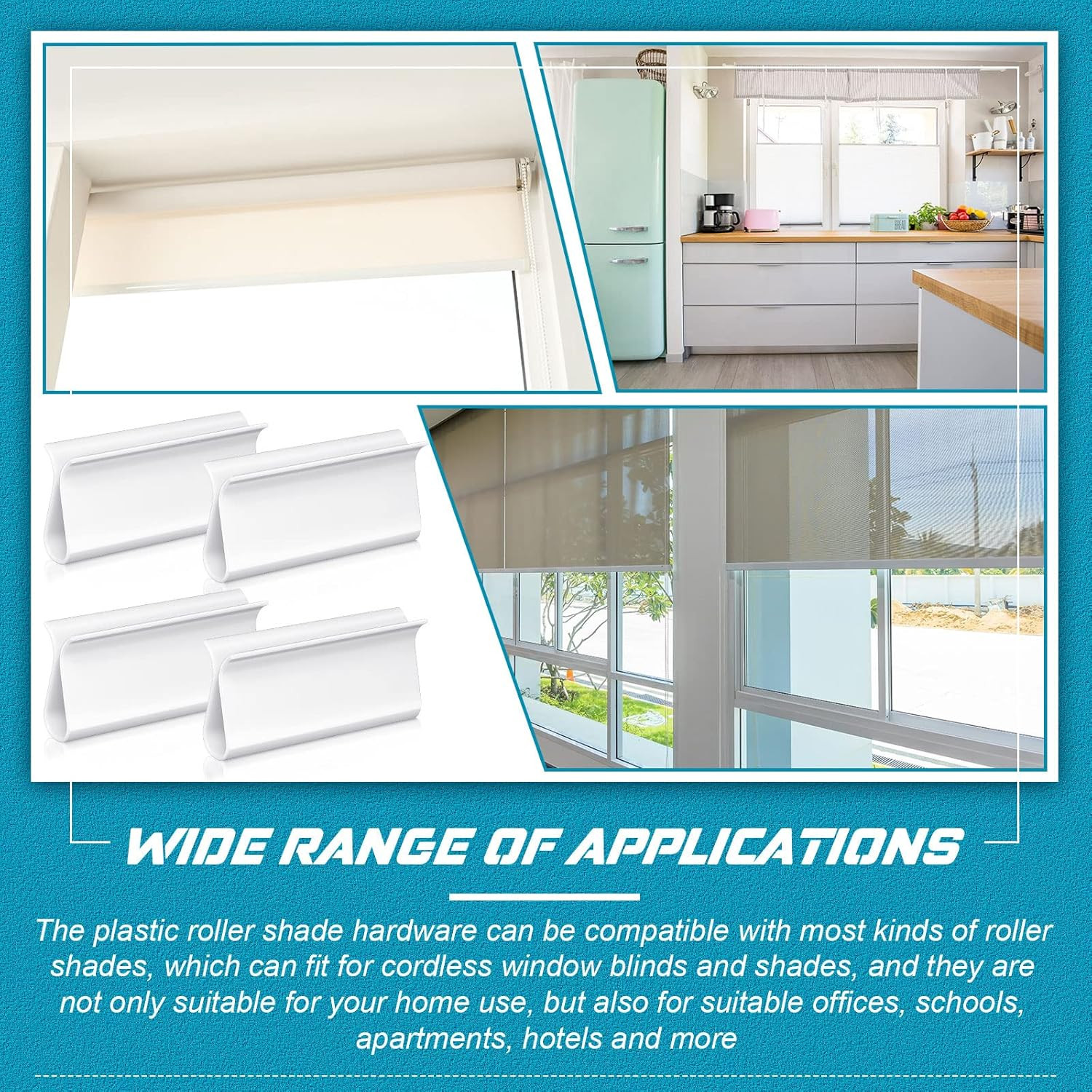 4 Pieces Window Shade for Roller Pull down Roller Shades Handle Blinds for Windo
