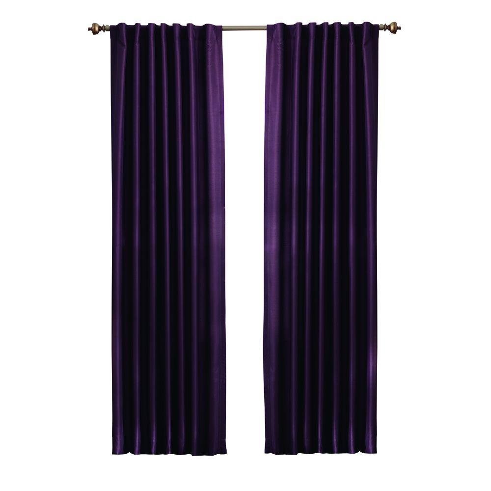Home Decorators Collections Plum Slub Faux Silk Curtain, 54in W x 84in L