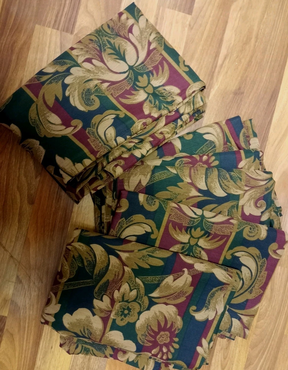 2 Sets J C Penney Tier And Valances Lg Floral Scroll & Stripe Curtains Vintage