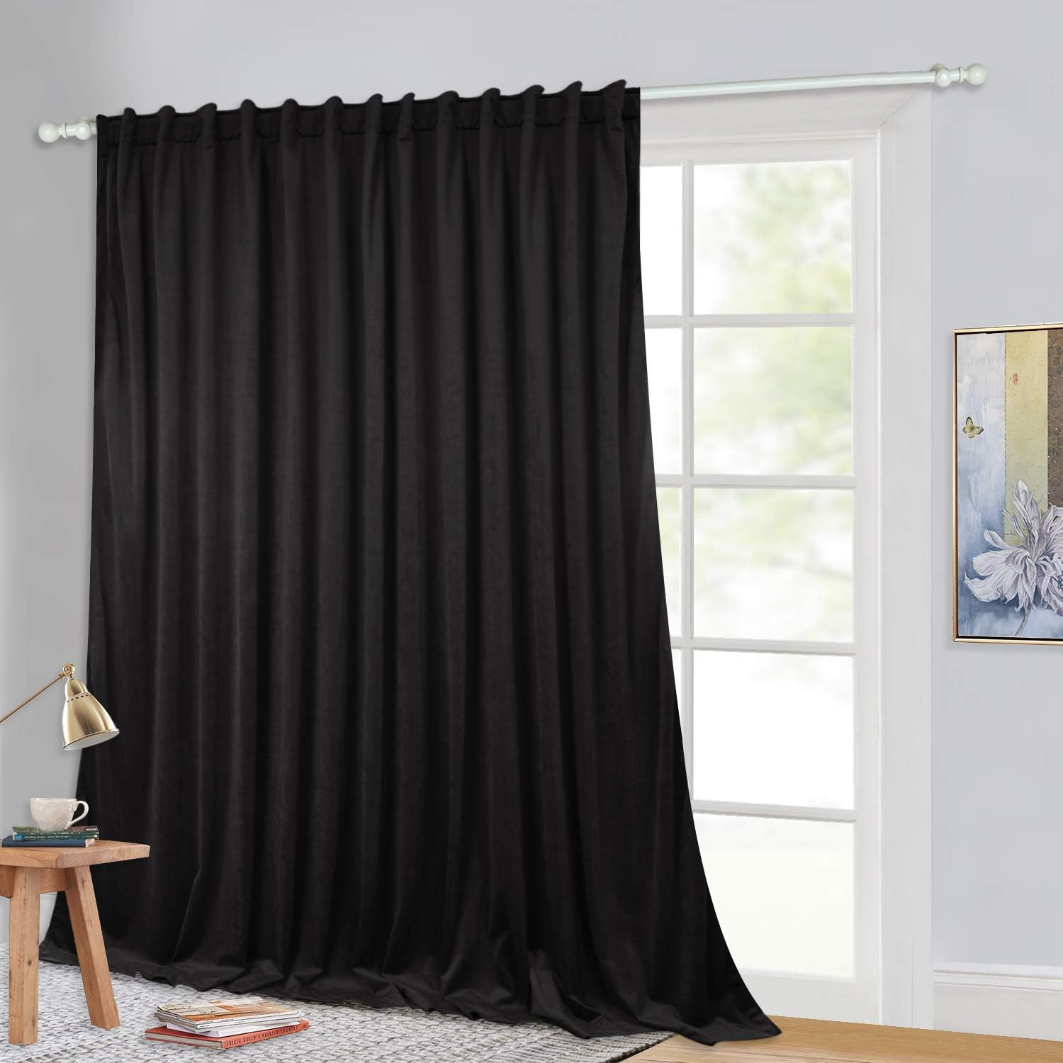StangH Black Backdrop Curtains 96 inches Long – Thermal Insulated Velvet Drapes