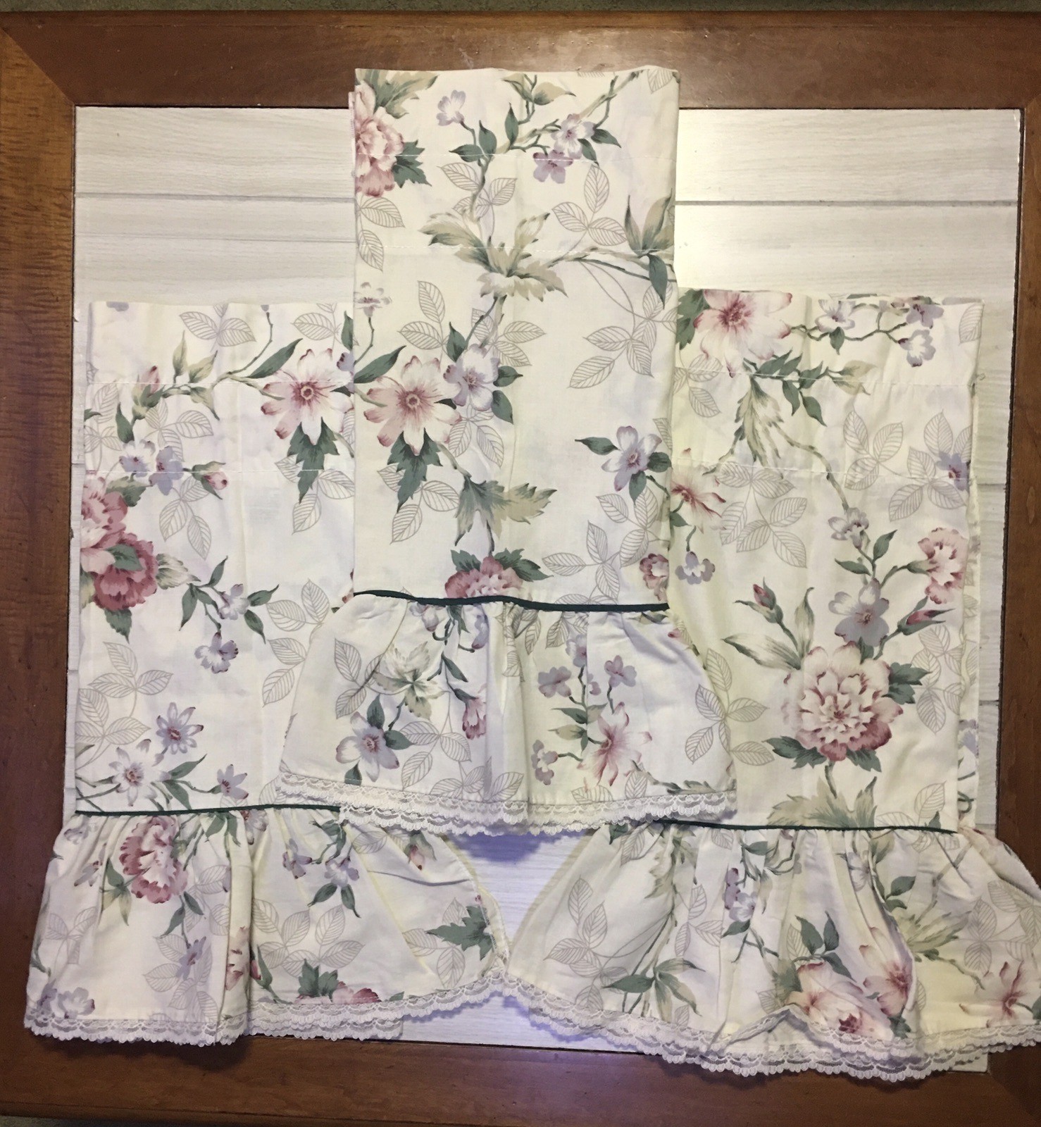 VTG Springmaid Valances Floral Lace Ruffle 44 x 23 Country Cottage Farmhouse USA