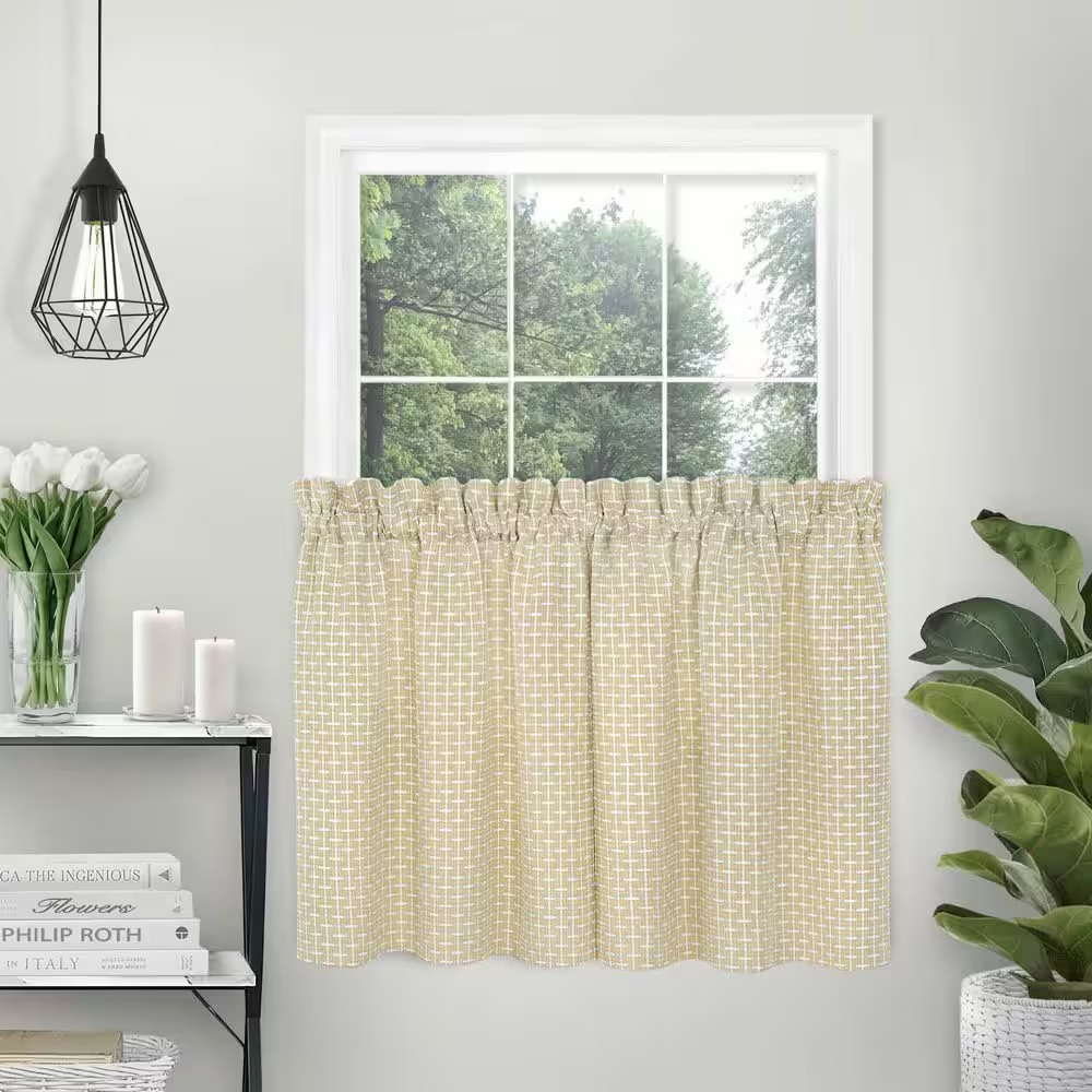 Bedford Light Filtering Window Curtain Tier Pair – 58X24 – Tan