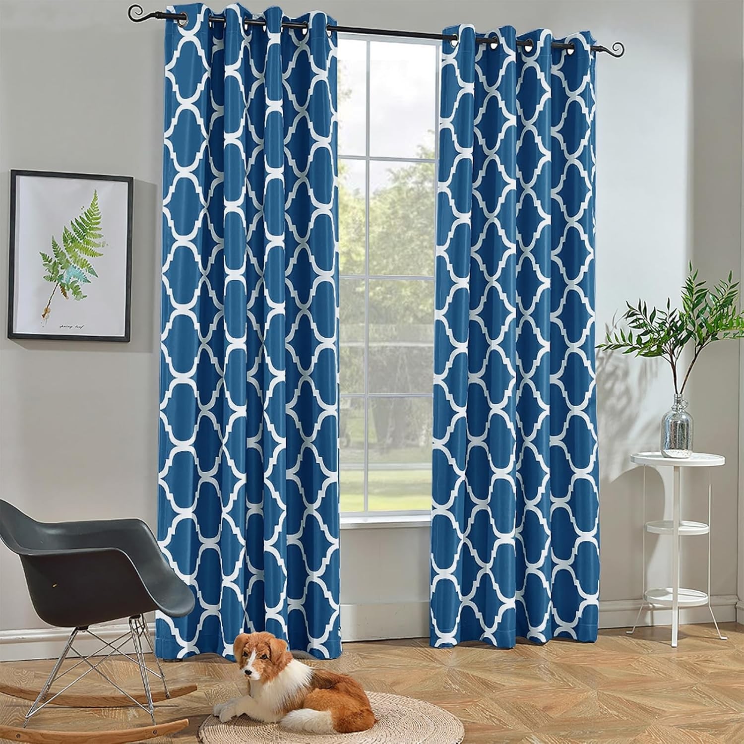 Moroccan Fashion Room Darkening Blackout Grommet Curtains for Living Room, 52