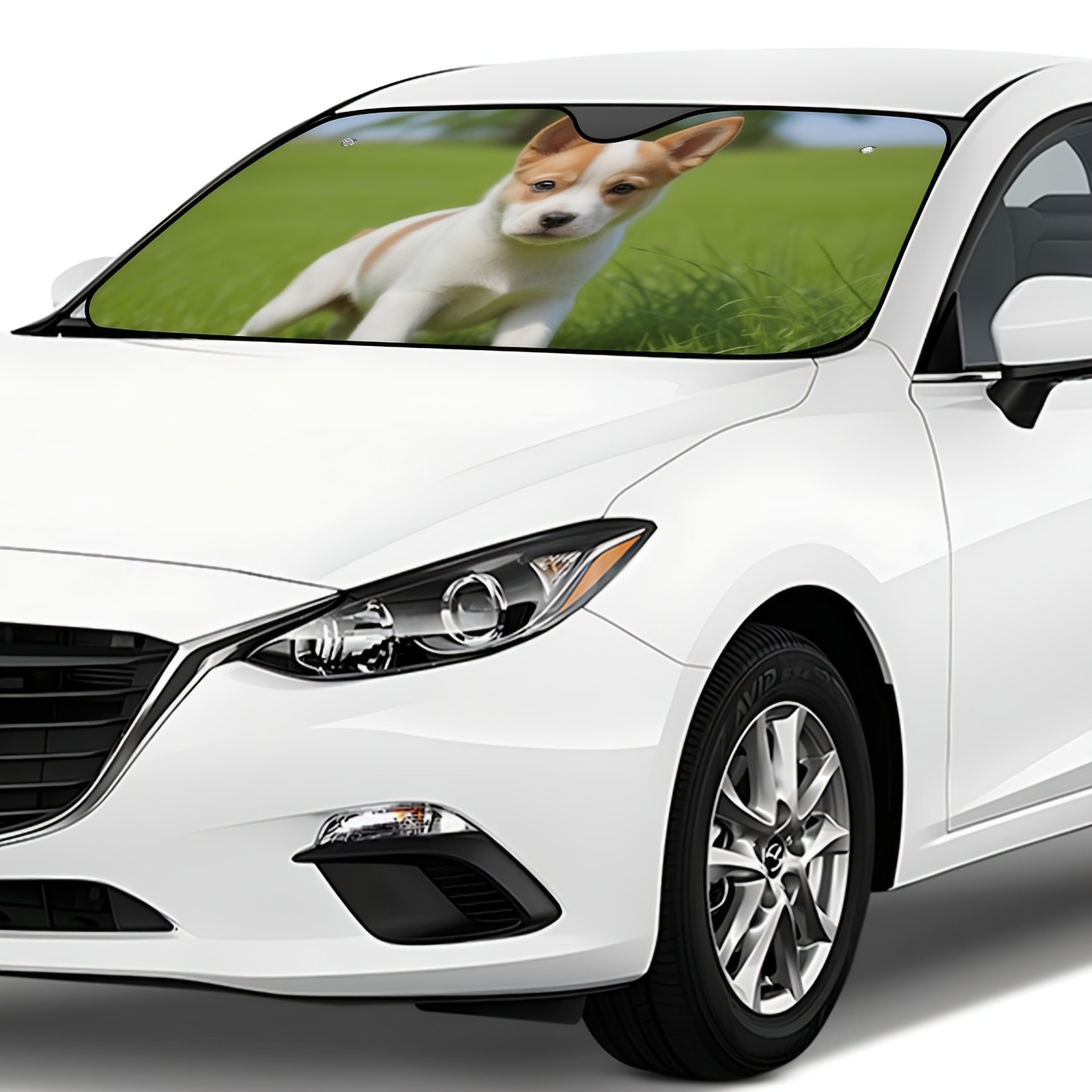 Customizable Car Sunshade Personalized Dog Photo & Text Design – Durable ◐
