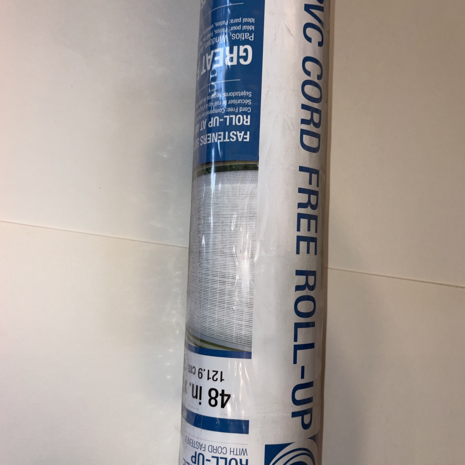 Radiance Cordless Rollup Shade 48″ W x 72″ H Vinyl White W/Cord Fastener NIP