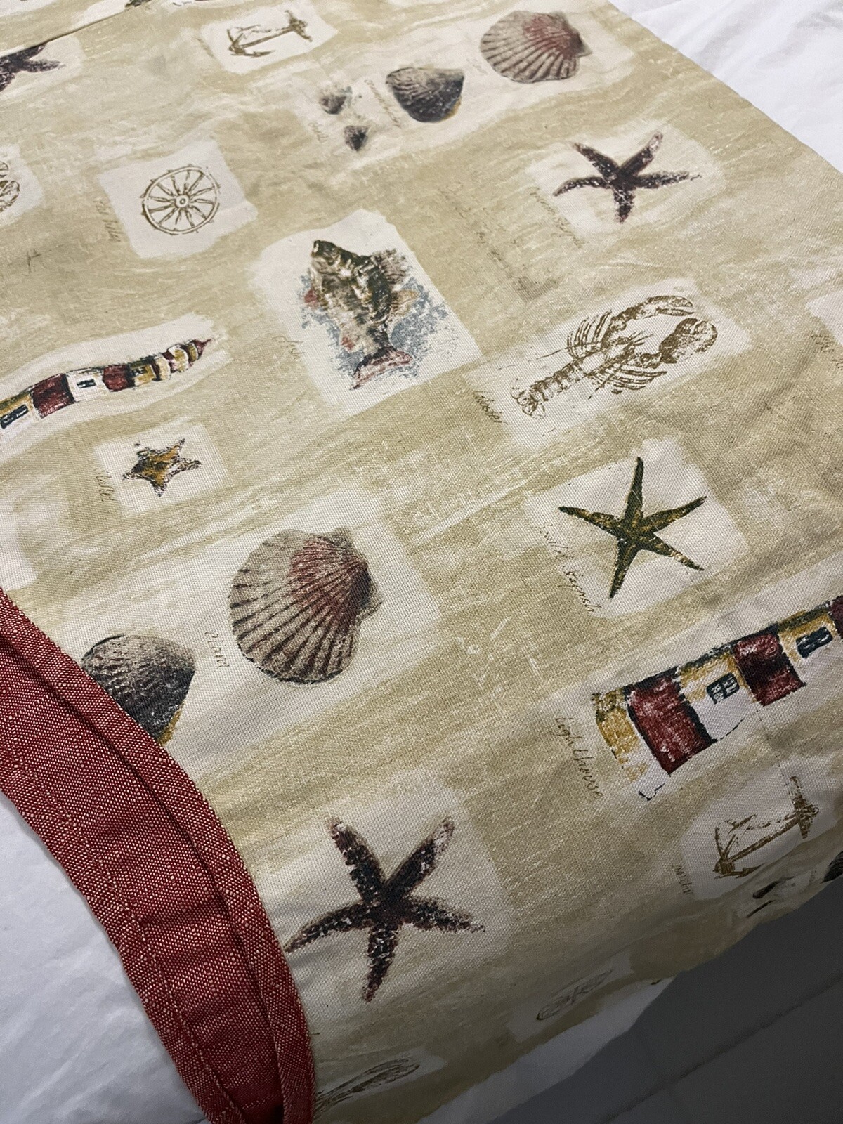 Waverly CURTAIN VALANCE Beachcomber Cotton Lighthouse Lobster Starfish 16×76