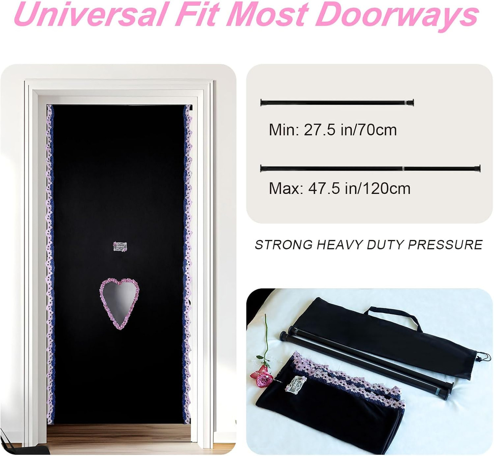 Glory Hole Wall Doorway Kit, Adjustable Door Curtain with Lace, Portable