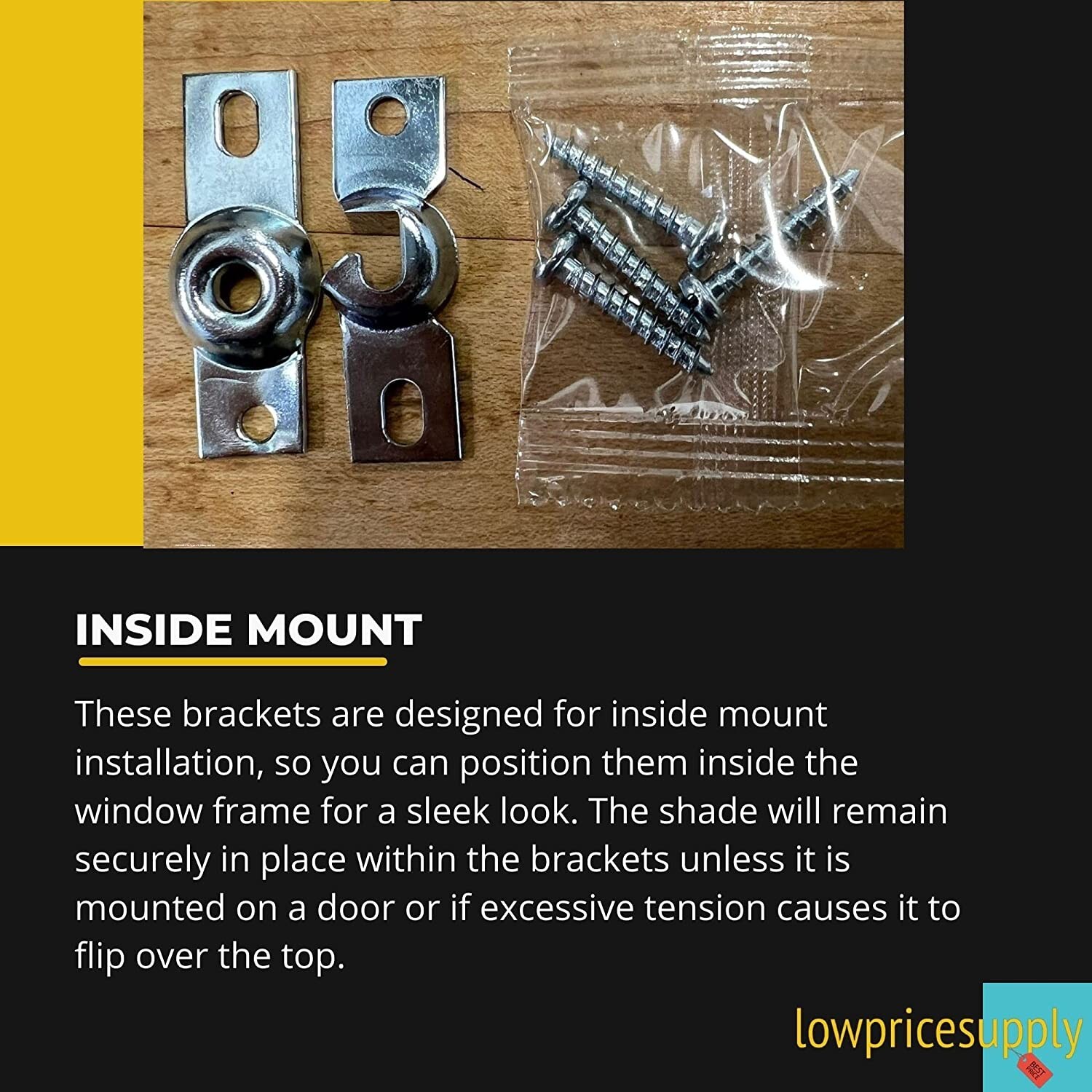 2 PACK Inside Mount Roller Shade Bracket Inside Window Frame Mount w/ Screws