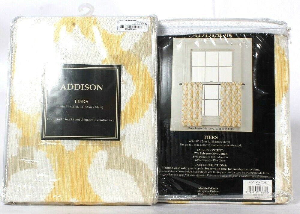 2 Packages Addison Dove 60″ W X 24″ L Window Tiers Polyester & Cotton