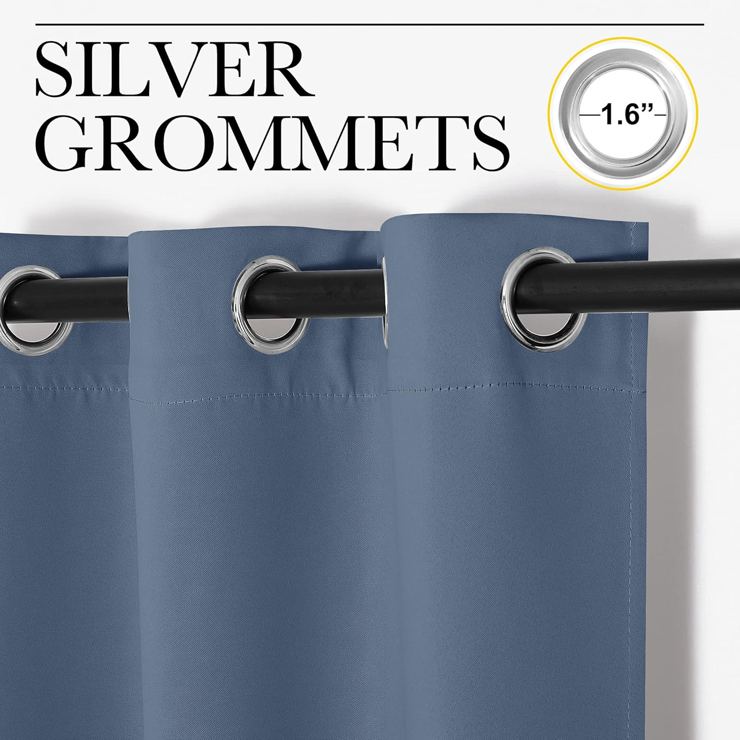 Premium Stone Blue Noise-Blocking Curtain, 10x8ft Grommet Room Divider