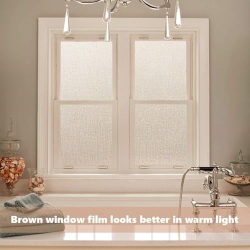 Window Film No Adhesive Removable,Decorative Privacy 17.5 x 78.7 Inch Brown