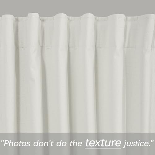 Short Curtains for Bathroom Windows,100% 52″W x 45″L (Pack of 2) Ivory